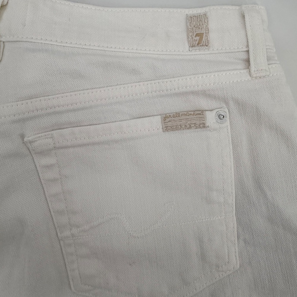 7 For All Mankind Denim Shorts Womens 29 White Mid Roll Cuffed Summer Casual - Picture 10 of 10
